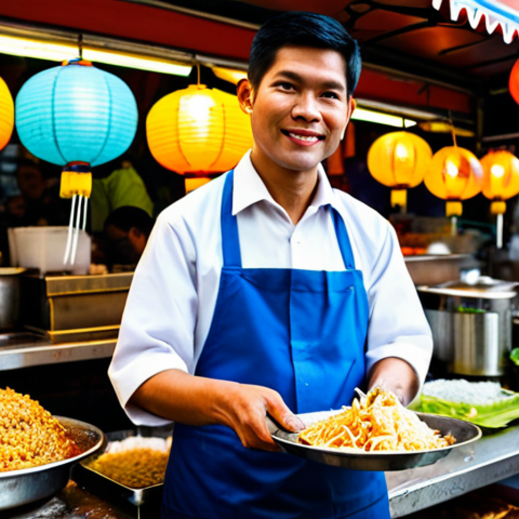 AI 윤리와 AI 투명성 - Street Food Vendor**
A friendly Thai street food vendor, fully clothed in a clean and modest unifor...