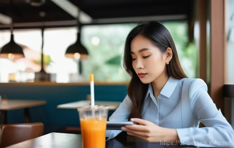 AI 윤리와 AI 윤리적 AI 인증 프로그램 - **Prompt:** A young Thai professional woman, dressed in smart casual attire, sits thoughtfully at a ...