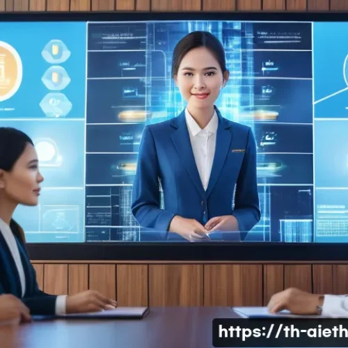 Home 33 AI 윤리와 AI 윤리적 AI 산업 규제 - A modern Thai government office scene focused on AI transparency and ethics, featuring diverse Thai ...