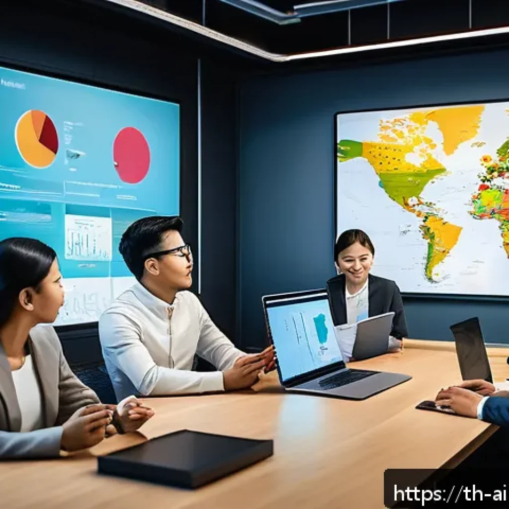 AI 윤리와 AI 윤리적 AI 평가 시스템 - A diverse group of professional AI developers and ethicists collaborating in a modern Thai office en...