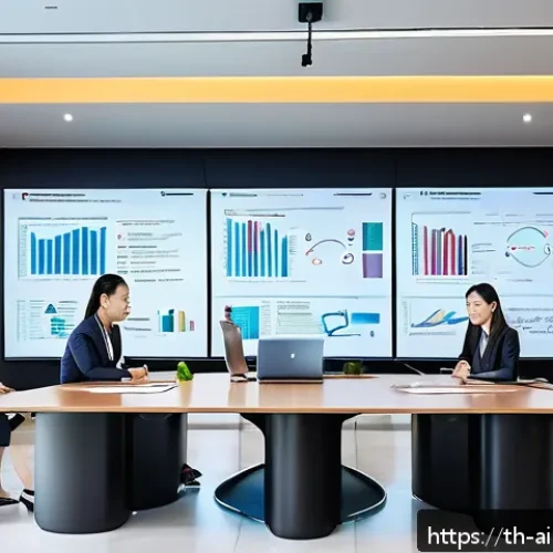Home 17 AI 윤리 정책 사례 - A modern Thai corporate office scene focused on AI ethics policy implementation: diverse Thai profes...
